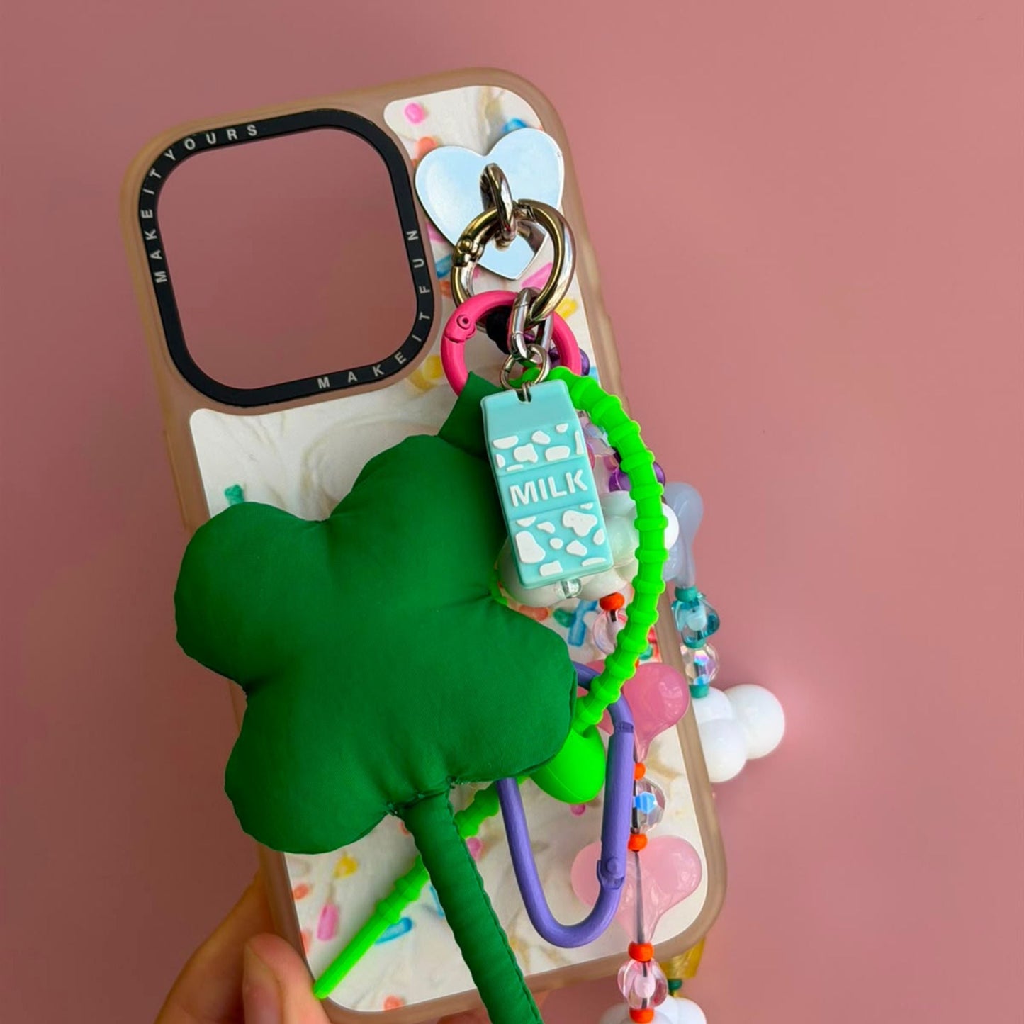 Dije para celular cajita leche azul aqua se engancha al case cute phone charm Build A Caze