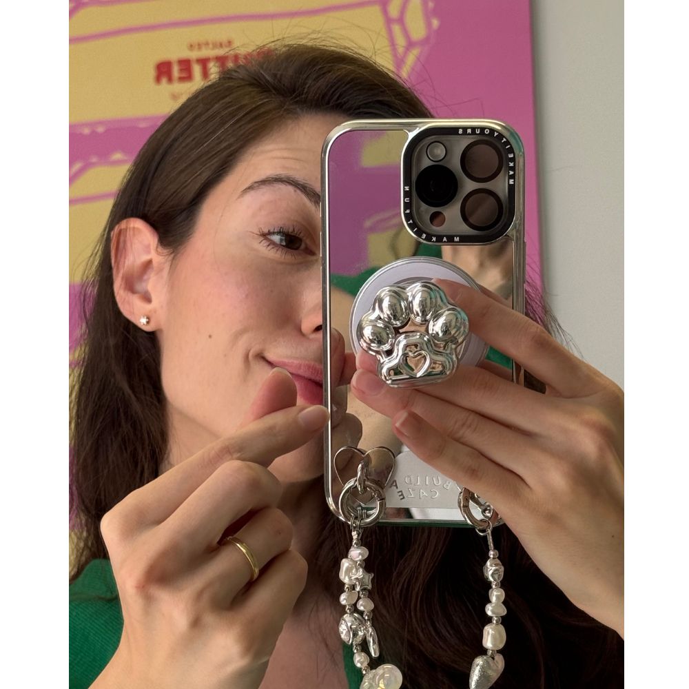 Agarre magnético para celular pata chrome plateado mejor agarre para mujer Build A Caze