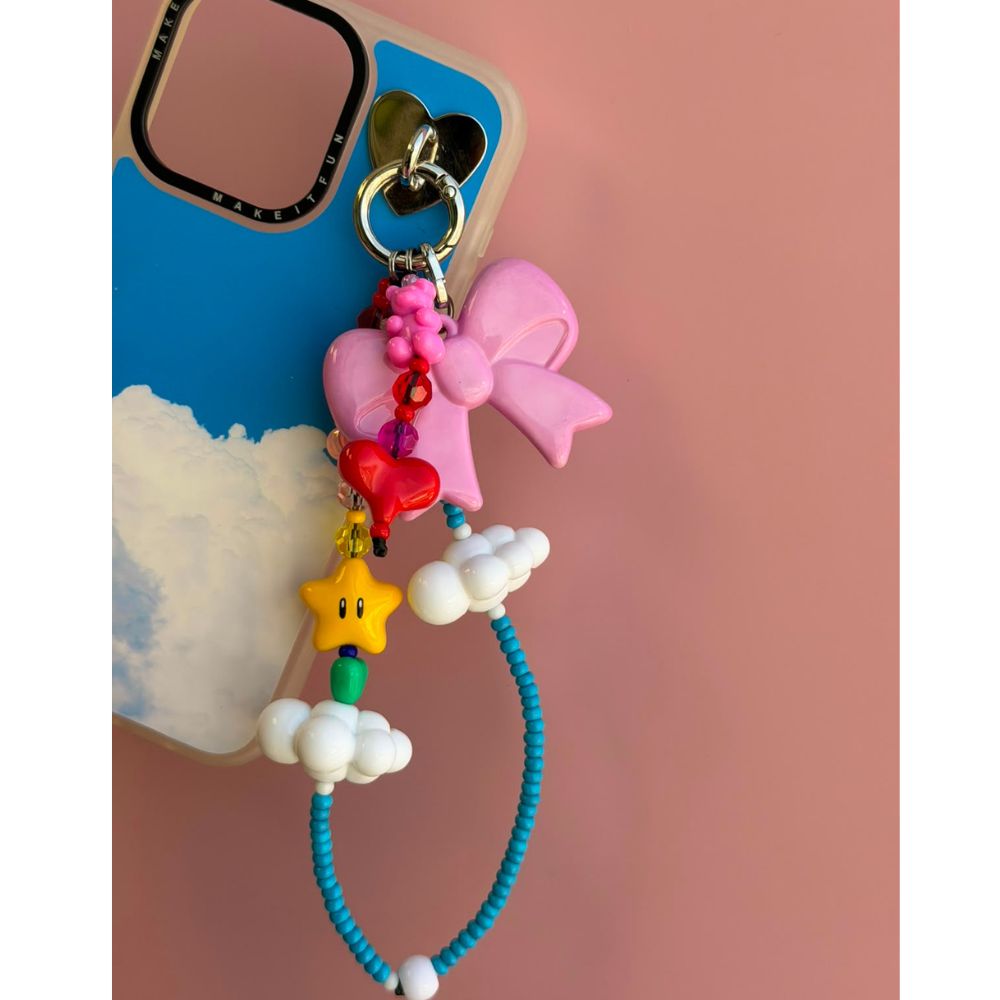 Correa de muñeca para celular perlas arcoíris dijes nube estrella cute phone strap mujer Build A Caze