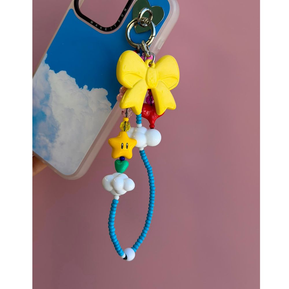 Correa de muñeca para celular perlas coloridas dijes nube estrella beaded phone strap Build A Caze