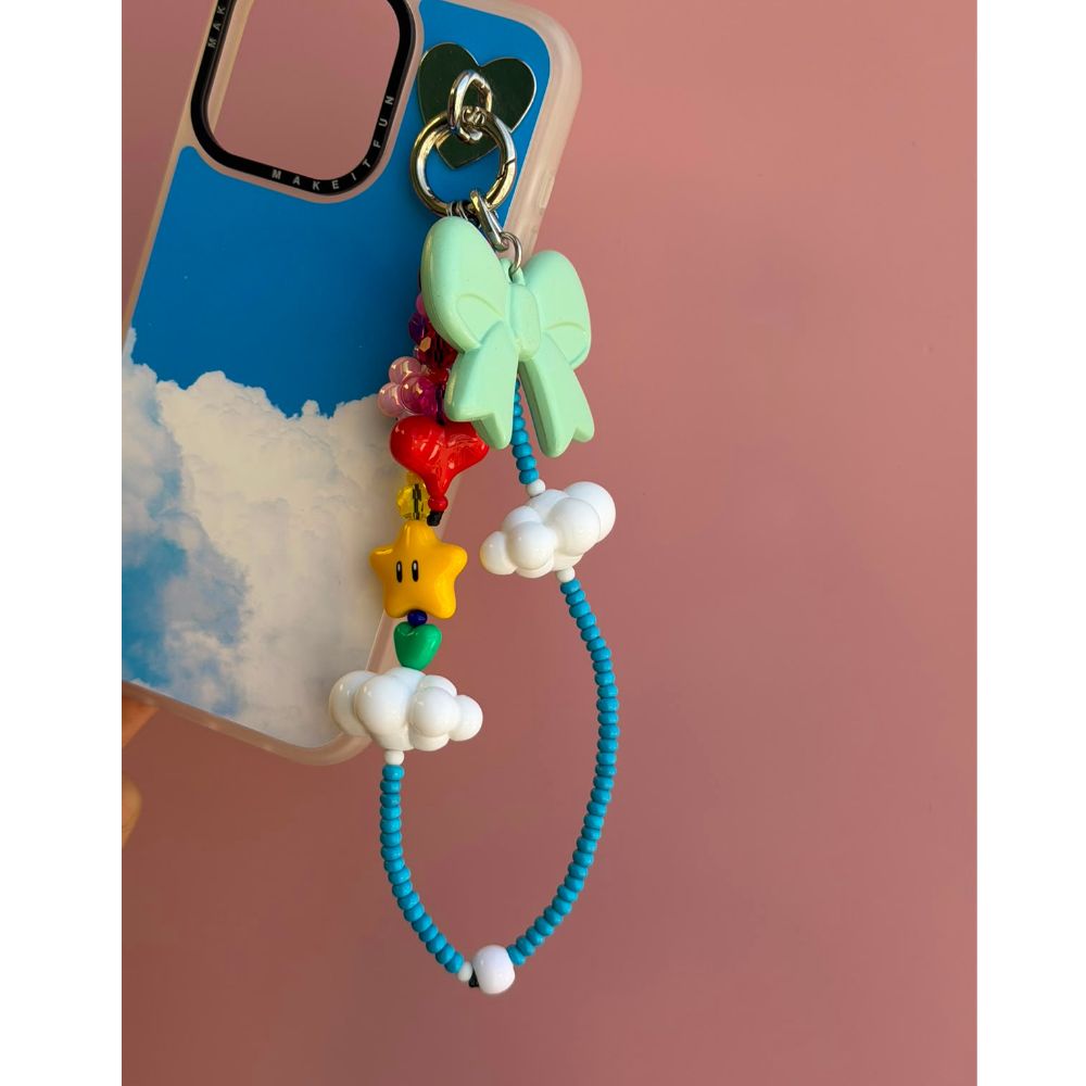 Correa de muñeca para celular perlas coloridas dije moño phone strap crossbody Build A Caze
