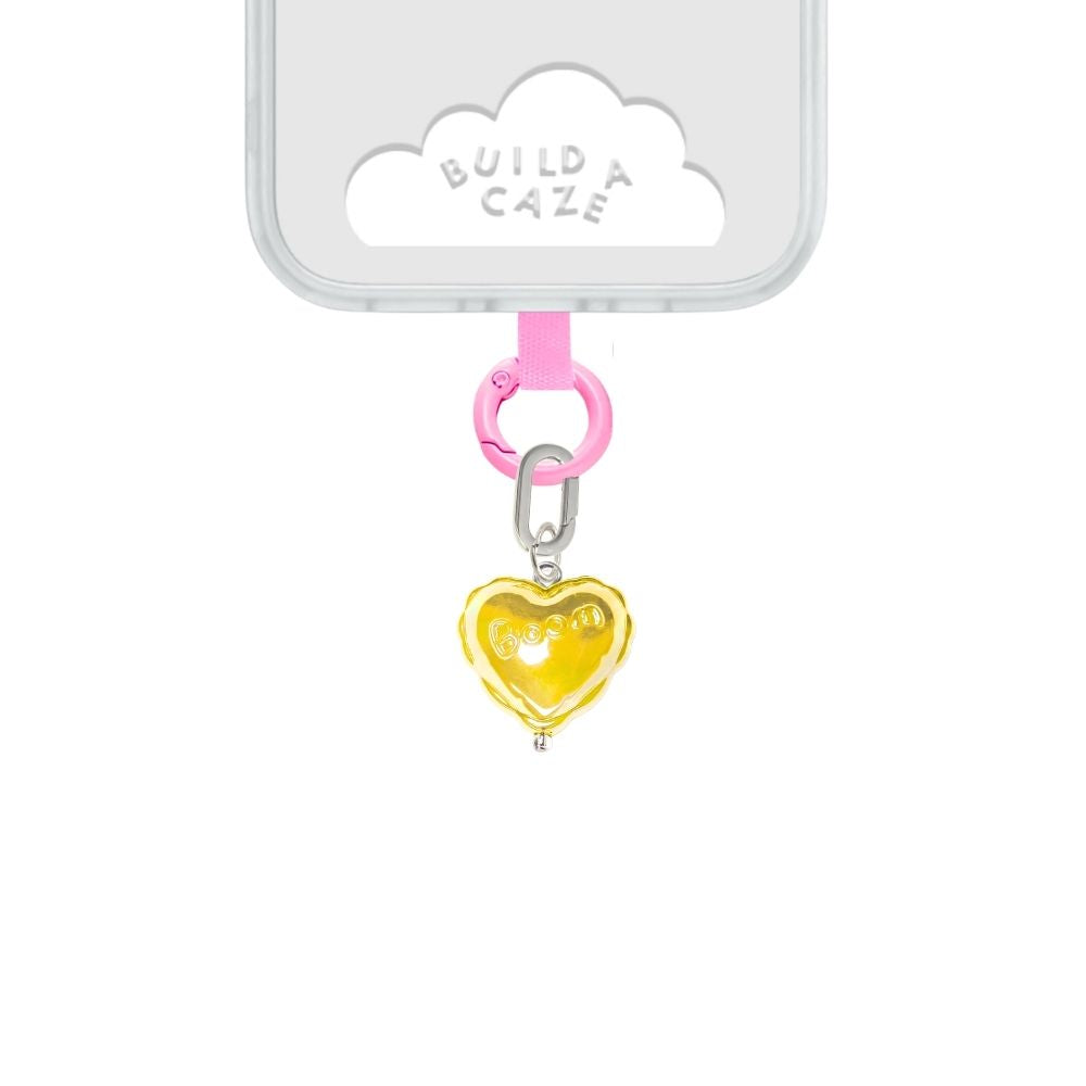 Dije para celular mini corazón amarillo tornasol cute phone charm para mujer Build A Caze