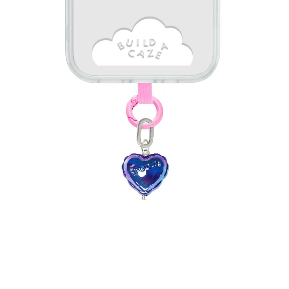 Dije para celular mini corazón azul tornasol cute phone charm para mujer Build A Caze