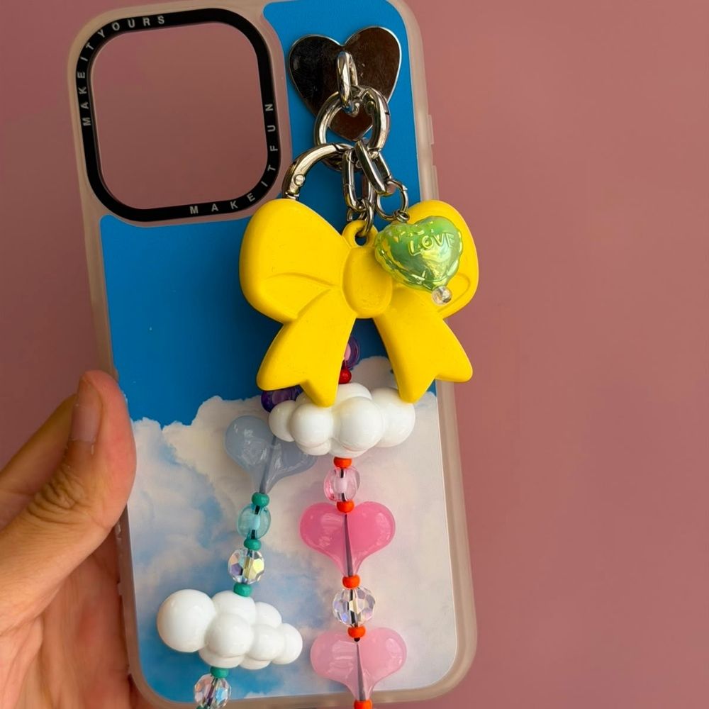 Dije para celular mini corazón verde tornasol se engancha al case Build A Caze