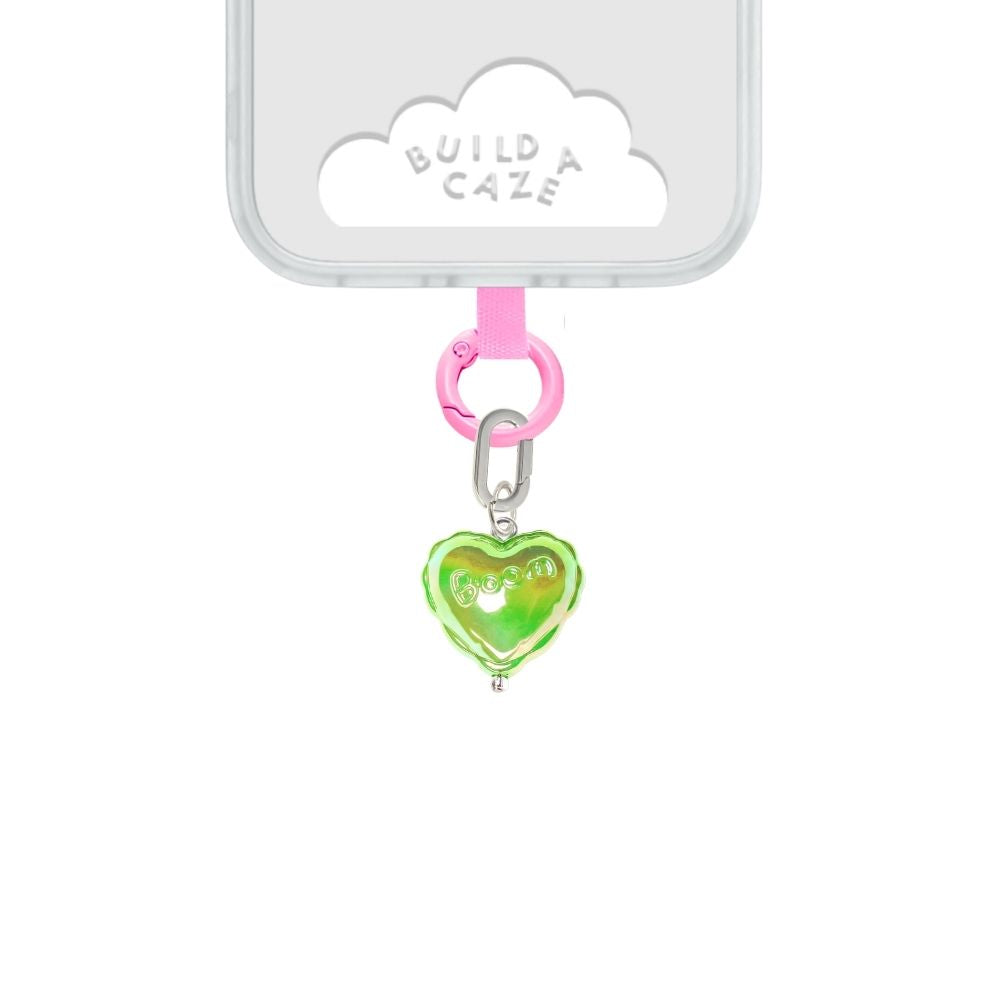 Dije para celular mini corazón verde tornasol cute phone charm para mujer Build A Caze