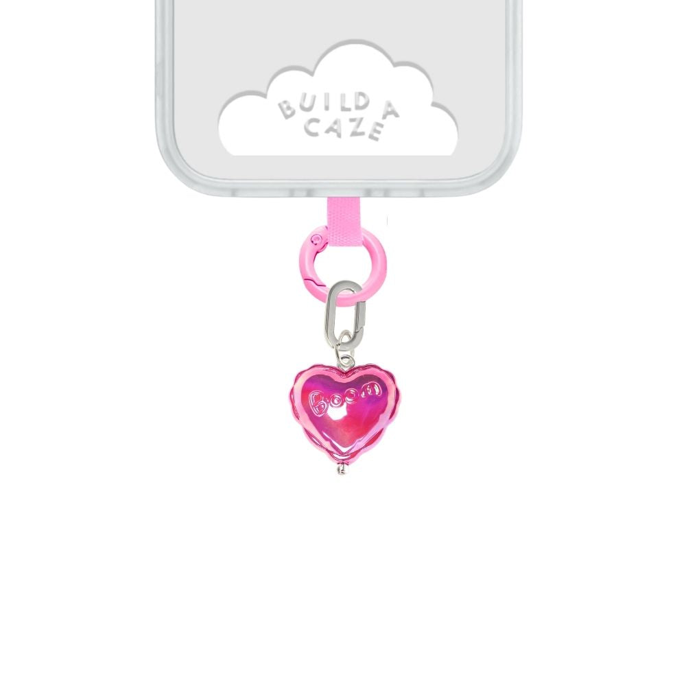 Dije para celular mini corazón magenta tornasol cute phone charm para mujer Build A Caze