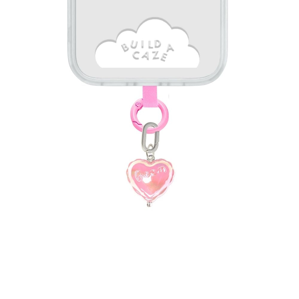Dije para celular mini corazón rosa tornasol cute phone charm para mujer Build A Caze