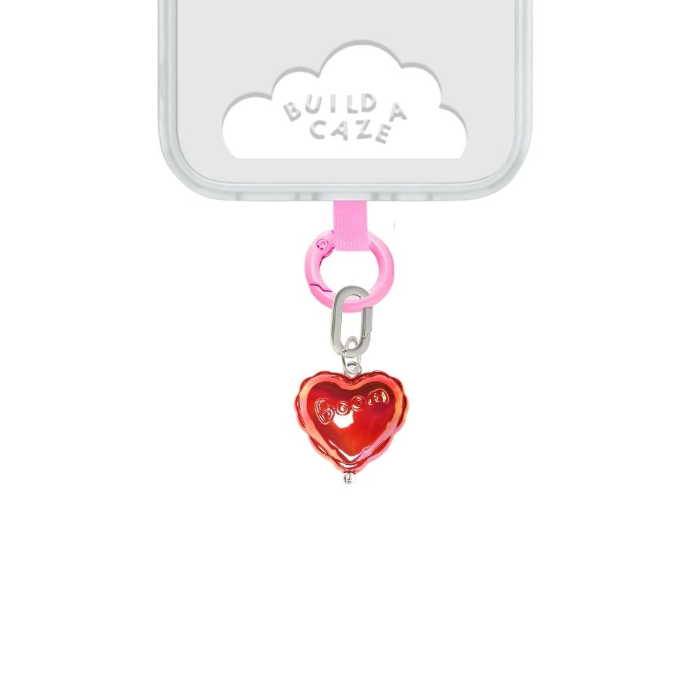 Dije para celular mini corazón rojo tornasol cute phone charm para mujer Build A Caze