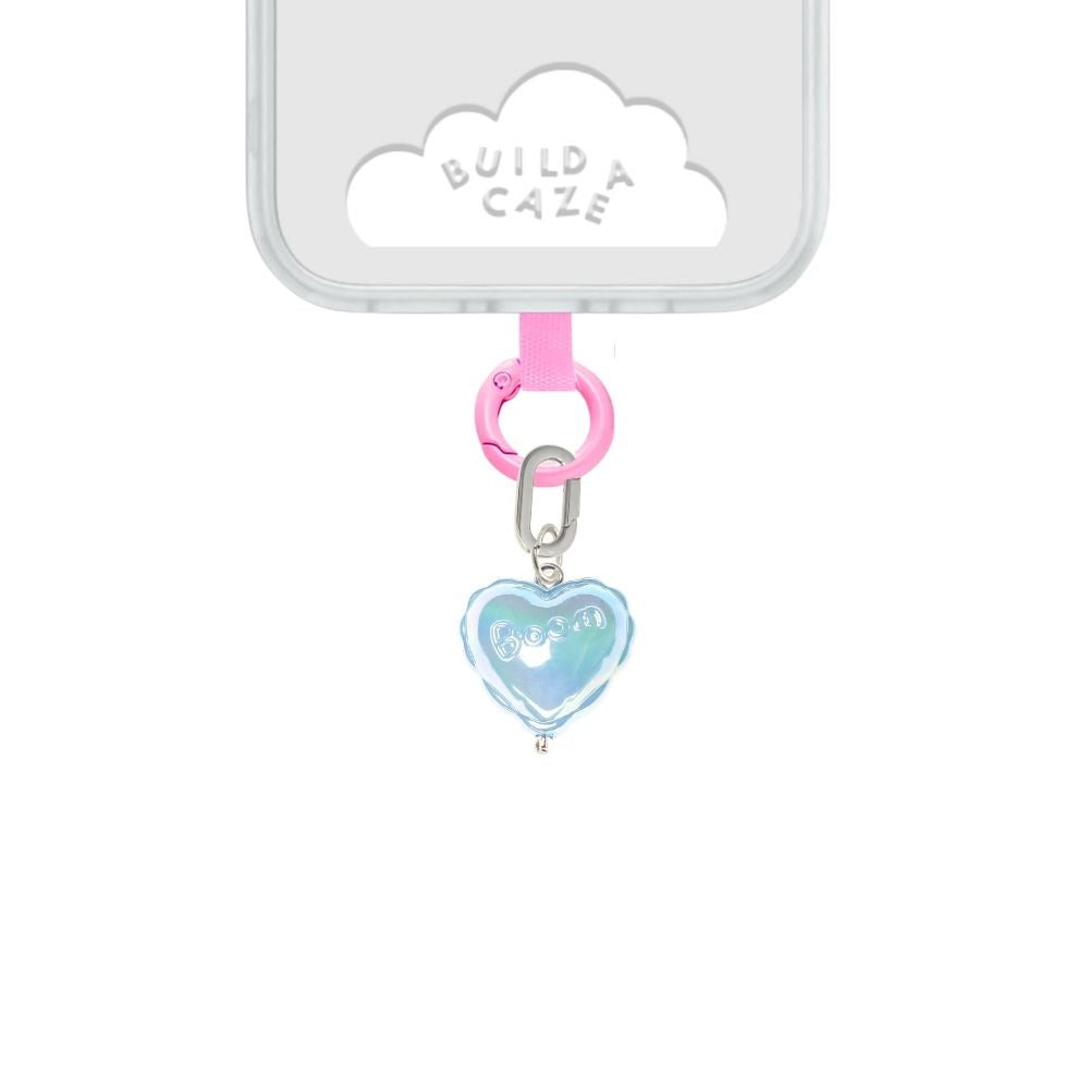 Dije para celular mini corazón celeste tornasol cute phone charm para mujer Build A Caze