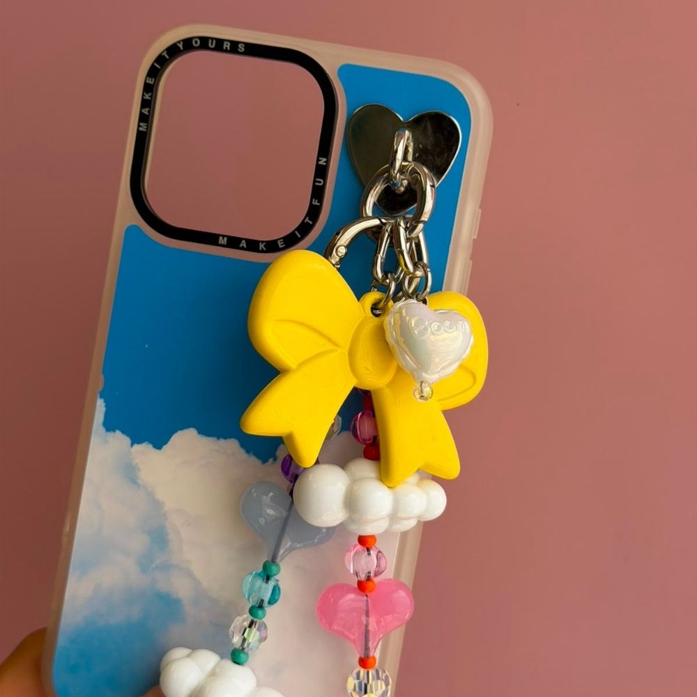 Dije para celular mini corazón blanco tornasol se engancha al case Build A Caze