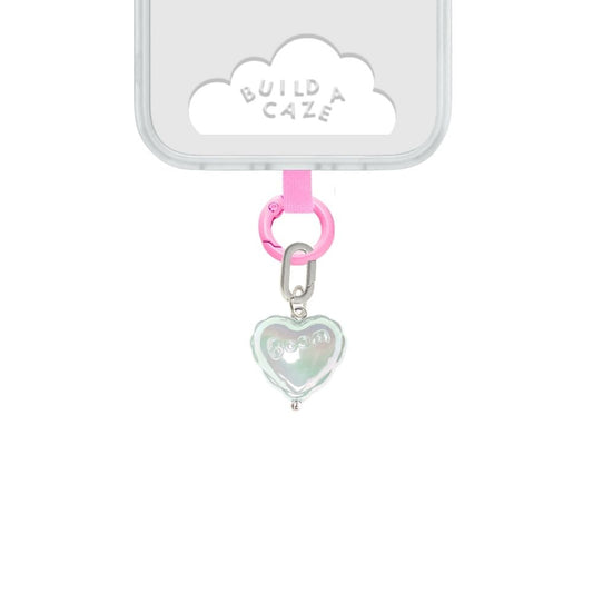 Dije para celular mini corazón blanco tornasol cute phone charm para mujer Build A Caze